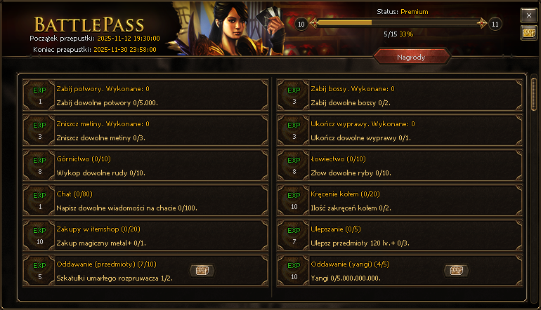 Battlepass: Zadania