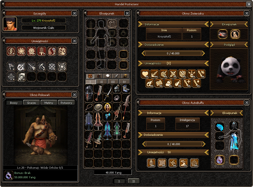 Okno: Handel Postaciami